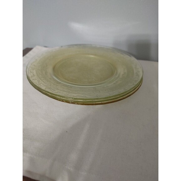 Set of 3 Yellow Macbeth Evans S PATTERN CRYSTAL 8 1/4" LUNCHEON PLATES - Picture 4 of 8